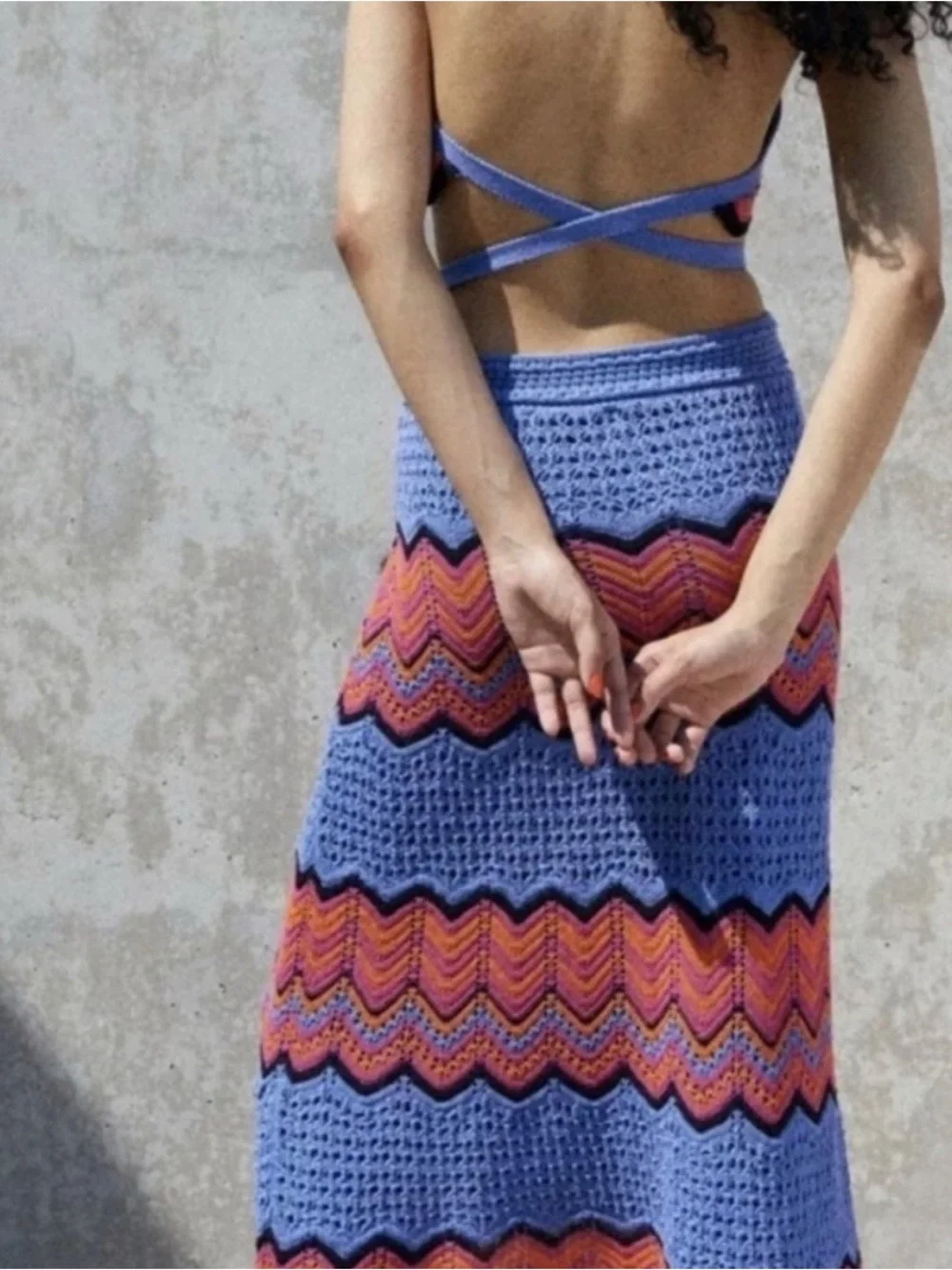 Zara Crochet Maxi Skirt and Halter Set